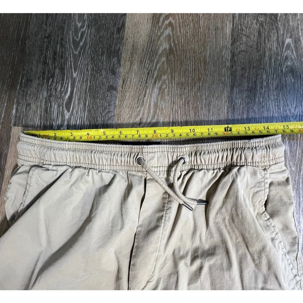 American Eagle Flex Shorts Mens Small Tan Khaki Elastic Waist Drawstring Casual